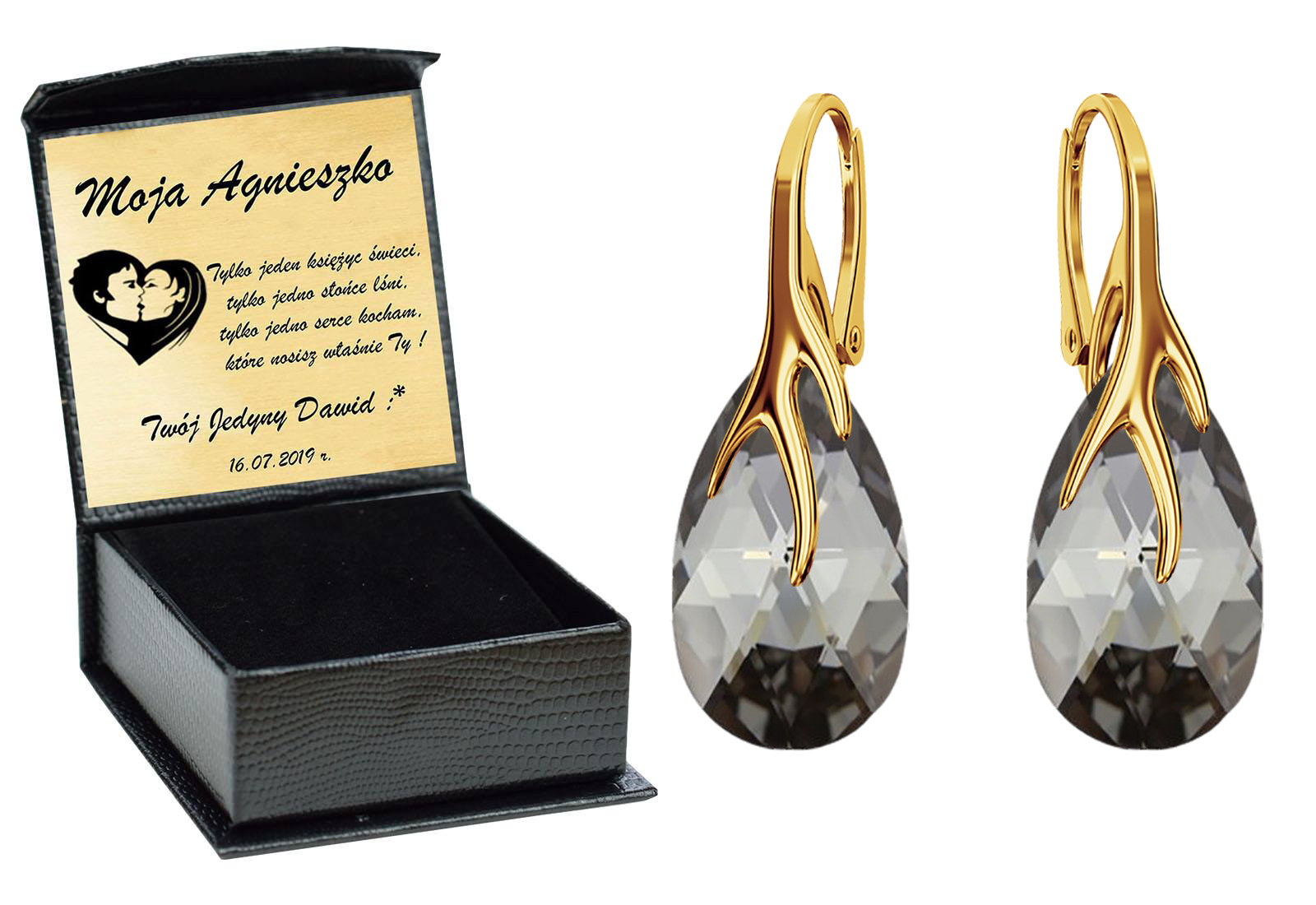 

Złote Drapieżne Kolczyki Swarovski Srebro 925 SiNi