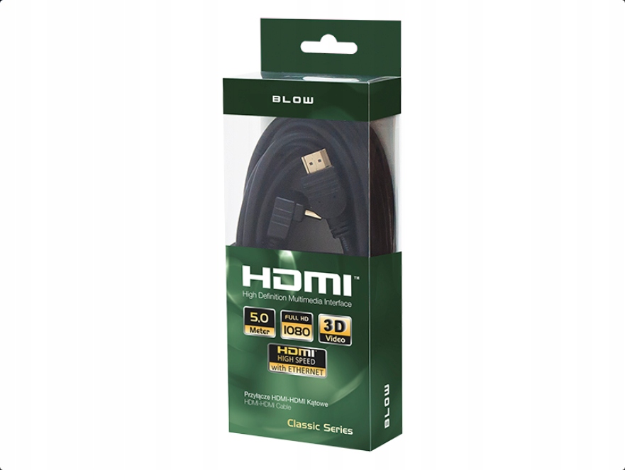 

Kabel Przyłącze Hdmi-hdmi Classic Kątowe 5m Wawa