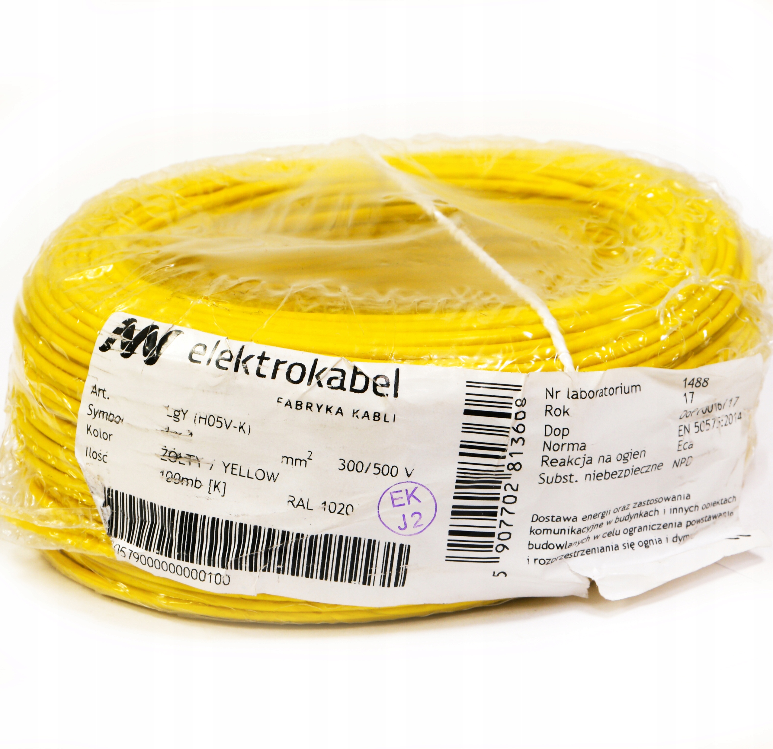 Kabel Lgy 1 mm žlutý Cu měděný 100 m