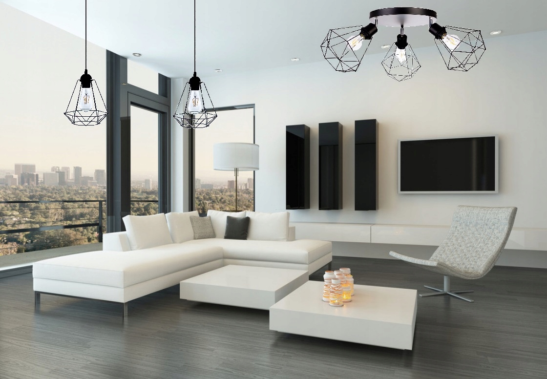 LAMPA WISZĄCA SUFITOWA ŻYRANDOL BRYLANT LOFT DRUT Kolor czarny