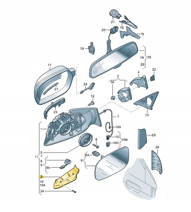 OSŁONA OBUDOWA LUSTERKA DOLNA AUDI A3 8P RS3 PRAWA Numer katalogowy części 8P0858524