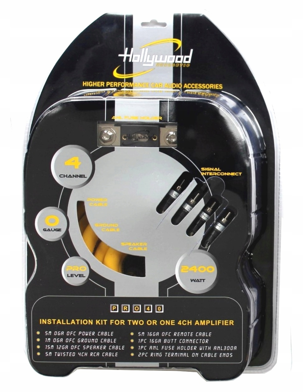 Kable do wzmacniacza przewody Hollywood 0GA 300A