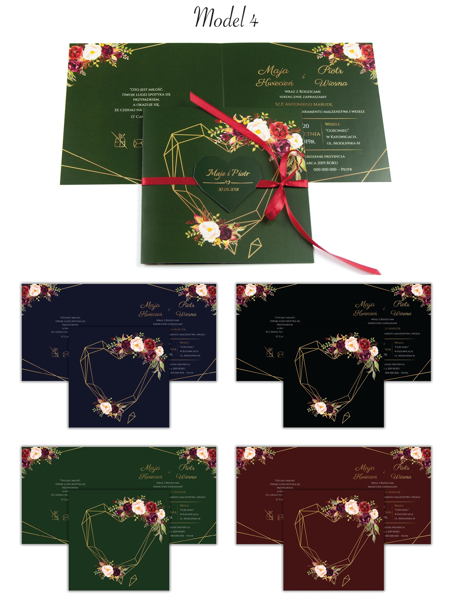 ZAPROSZENIA Ślubne Na Ślub Geometryczne - 2 SZTUKI Kolor dominujący wielokolorowy