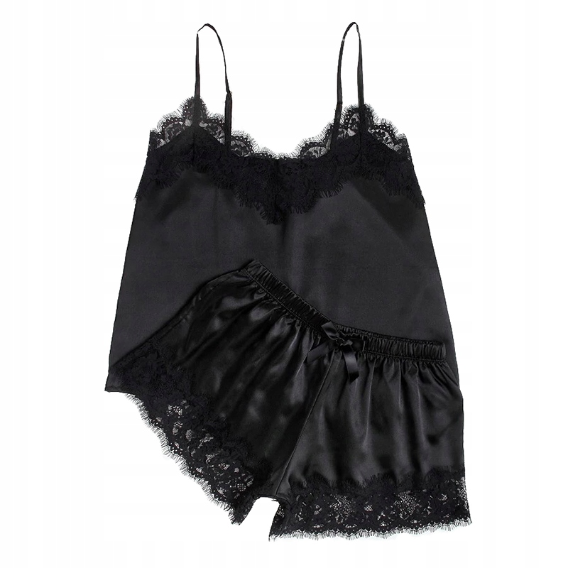 SATYNOWA KOSZULKA NOCNA Z KORONKĄ SPODENKI KOLORY Długość krótkie