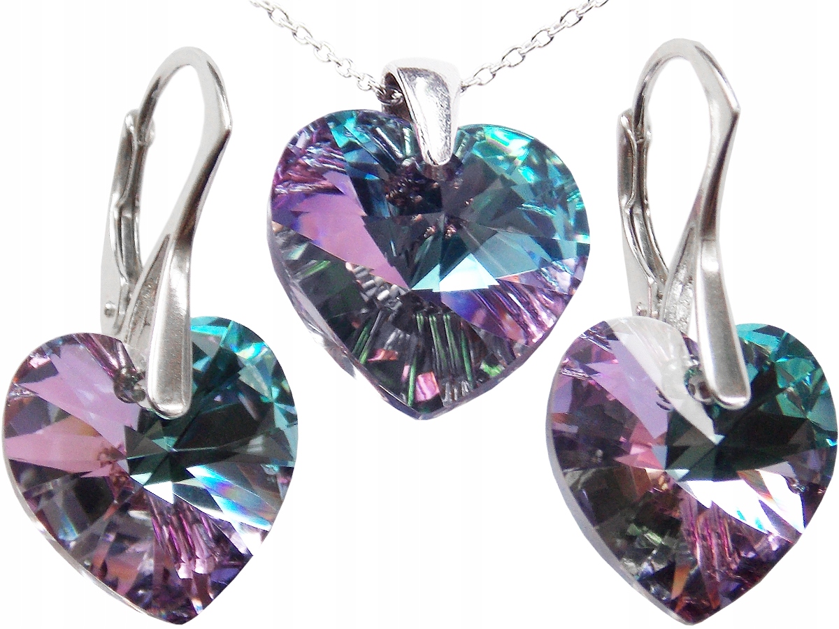 

Komplet Swarovski Serce 14mm Vitrail Light