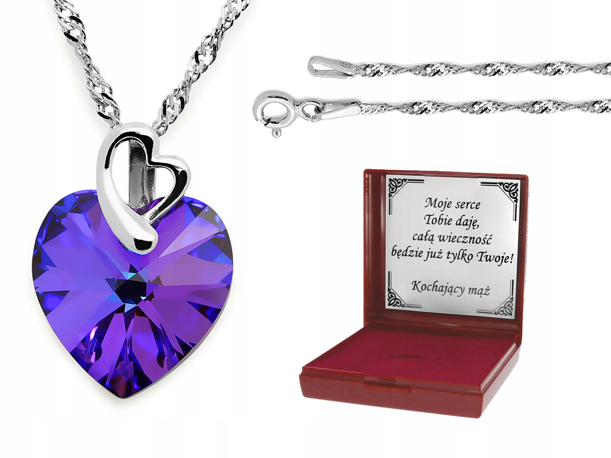 

Naszyjnik serce Srebro 925 Serduszko Swarovski Ele