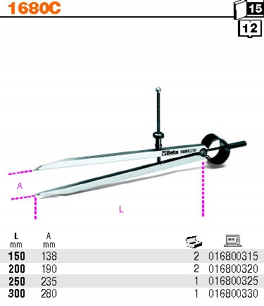 BETA CYRKIEL TRASERSKI, ROZSTAW 138MM 1680C/150 Kod producenta 1680C/150