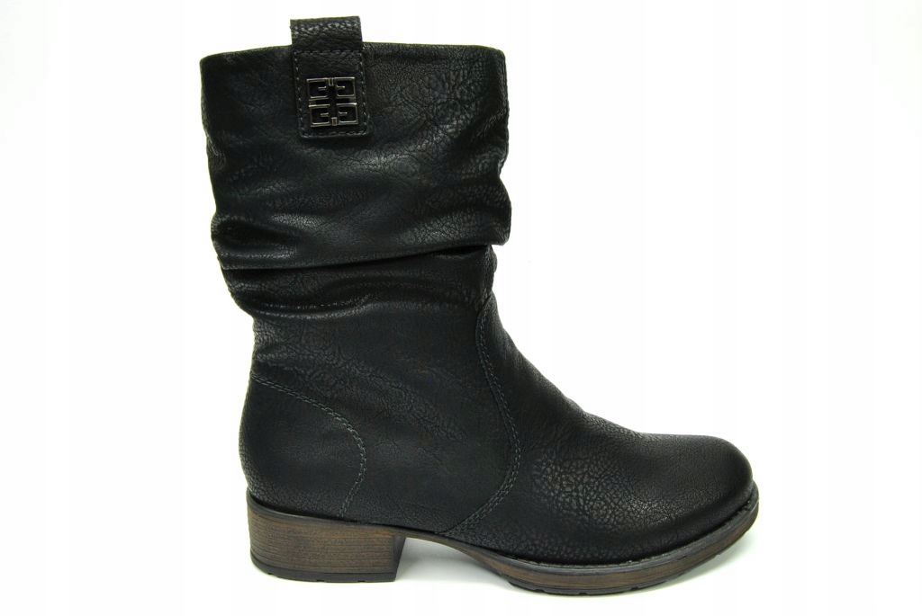 RIEKER Z9583 БОТИЛЬОНЫ высокие овечья шерсть черные р 37