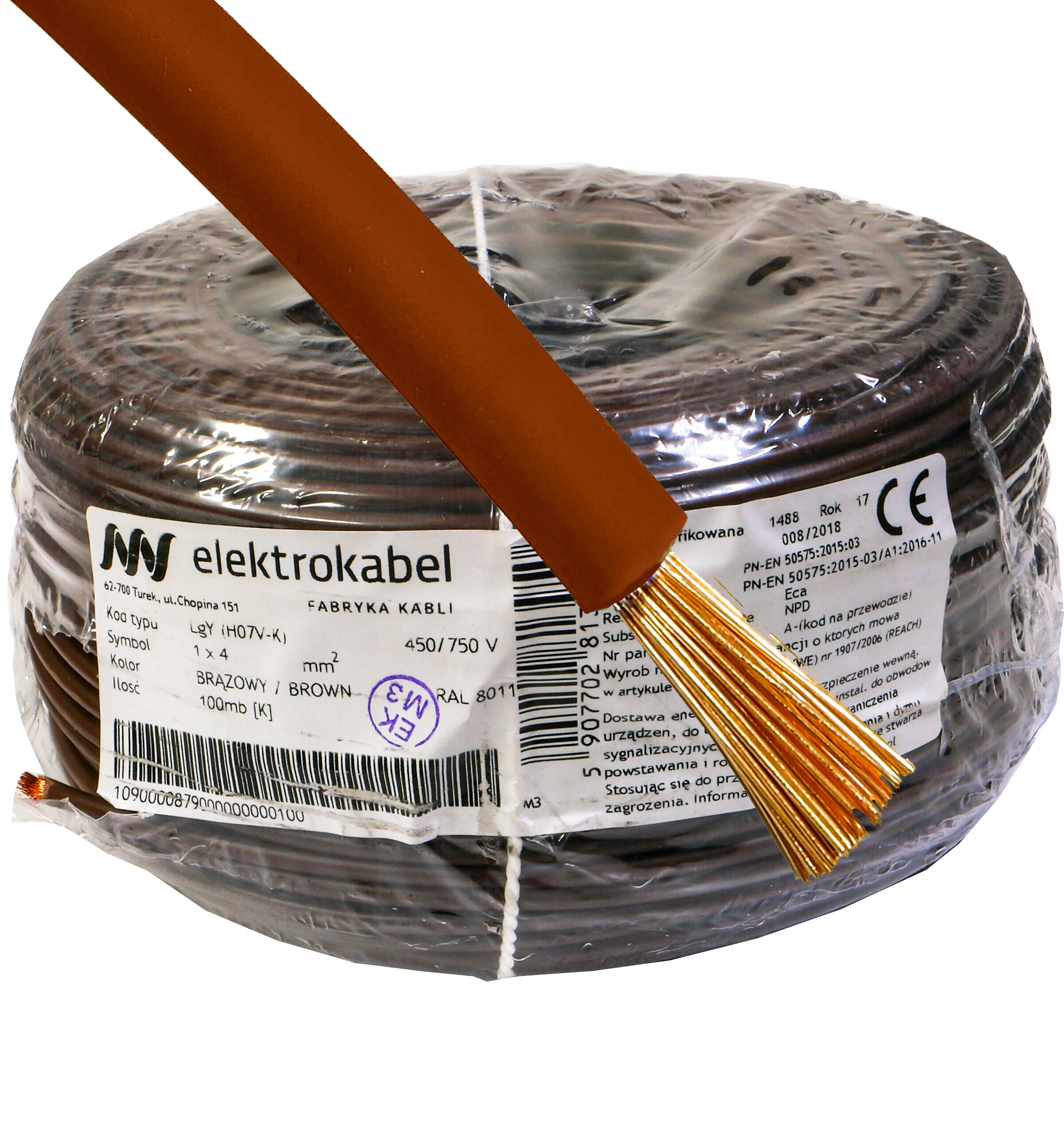 Kábel Lgy 1x 4 mm hnedý 4 100 m