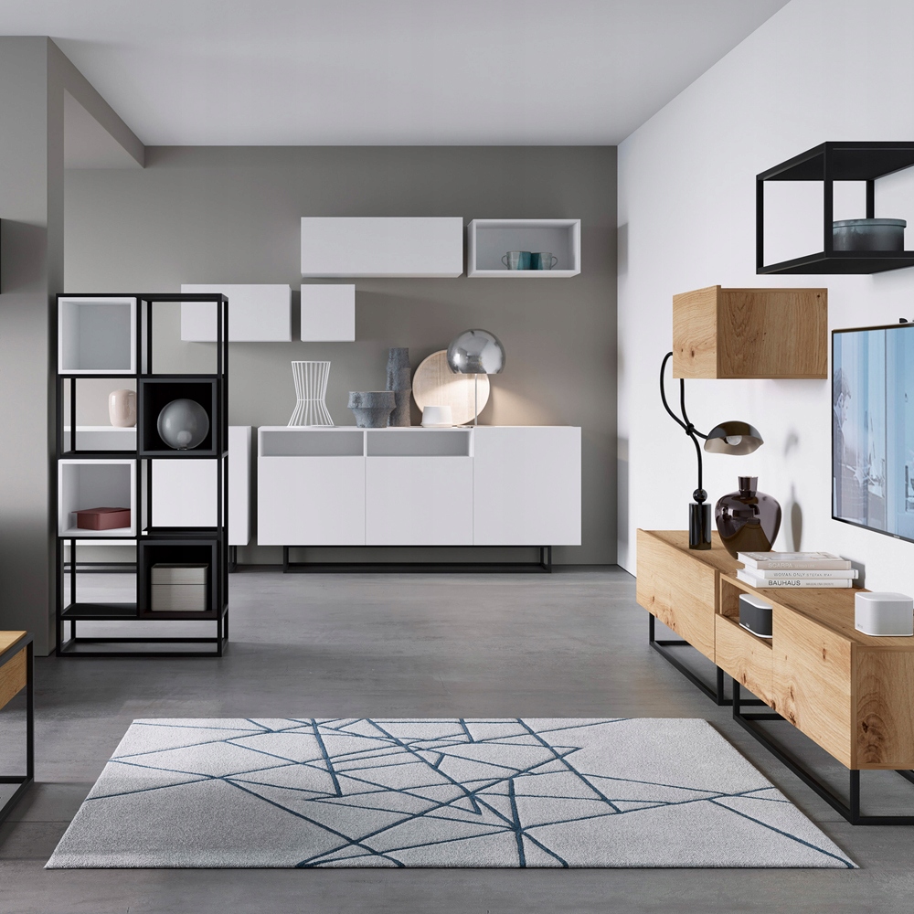 Industrialna Szafka RTV KORS w Stylu Loft Biała Kolekcja Enjoy