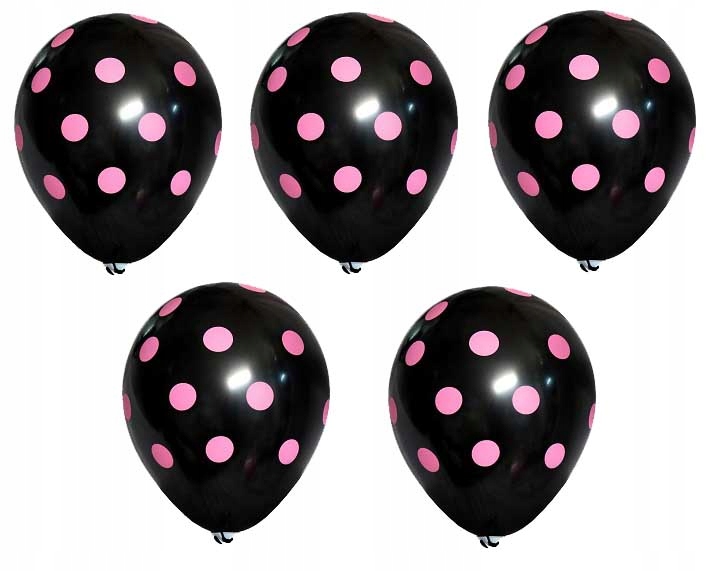

Balon Czarny W Różowe Kropki 5 Sztuk Na Panieński