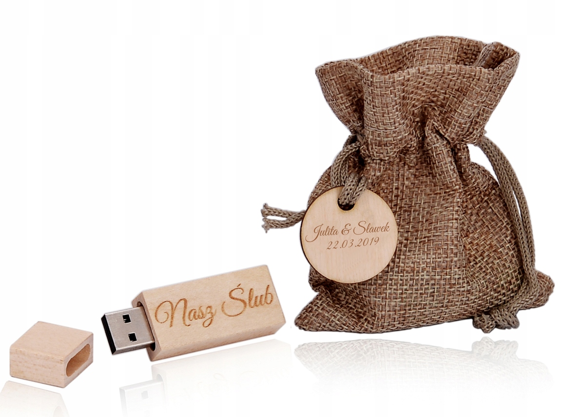 

Drewniany rustykalny Pendrive z drewna Grawer 16GB