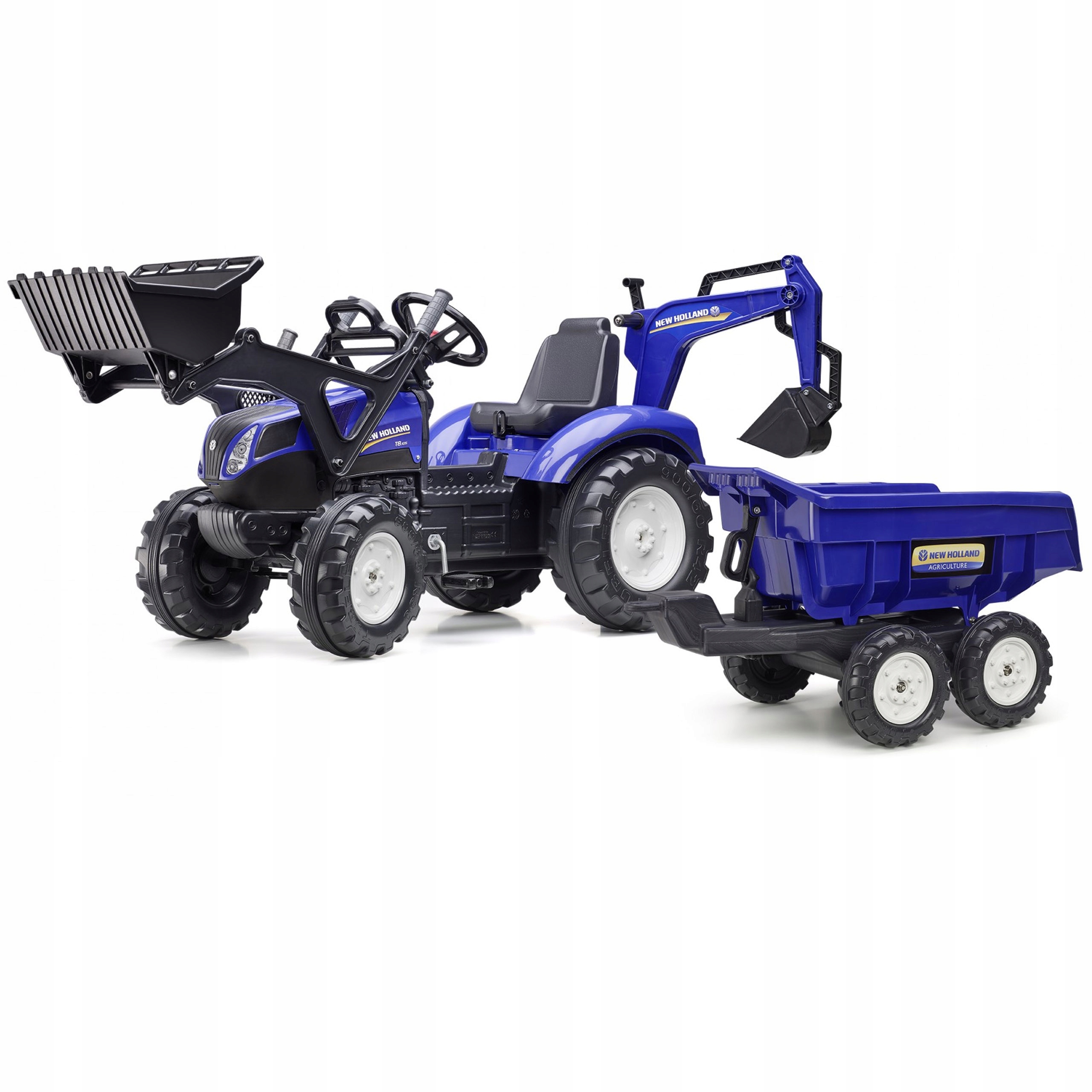 Traktor na Pedały New Holland T8 z Koparką i Przyczepą 3-7 lat Falk