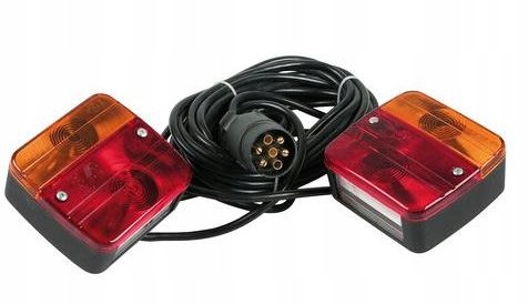 KOMPLET ŚWIATEŁ DO PRZYCZEPY GOTOWY 12V lampa 7 M Marka Mat-Company