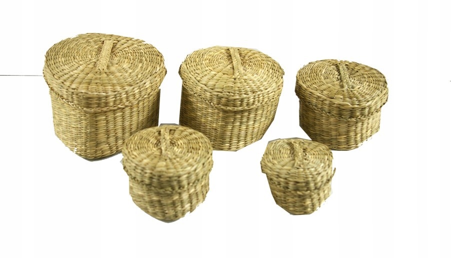 ZESTAW KOSZYKÓW RATAN 5 sztuk ZAMYKANE SERCE