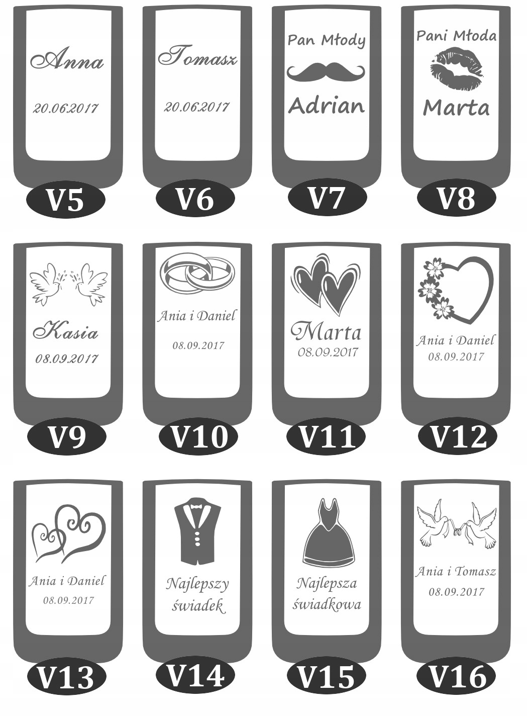 Kieliszek do wódki grawerowany winietki GRAWER Rodzaj szkło