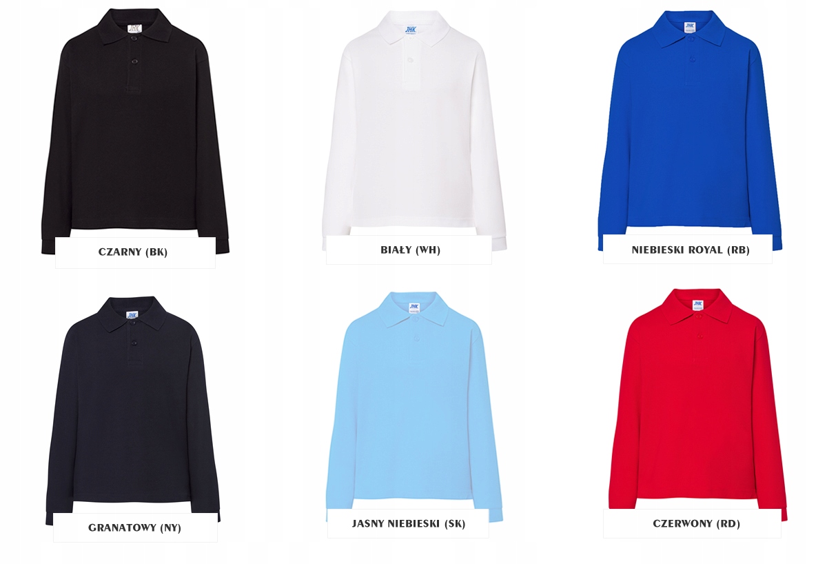 JHK KOSZULKA POLO DZIECIĘCA DŁUGI RĘKAW KOLORY 7+ Marka JHK