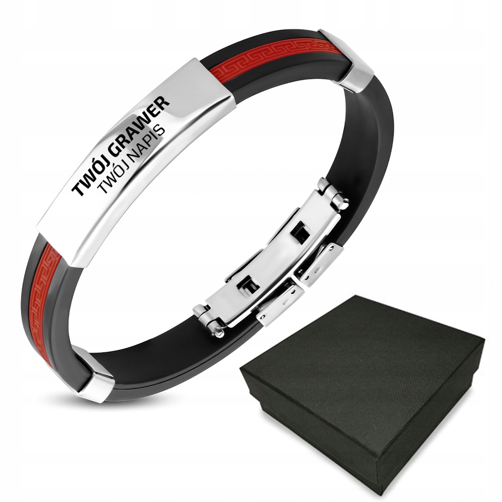 

Bransoletka Z Grawerem Różne Kolory Prezent Stal