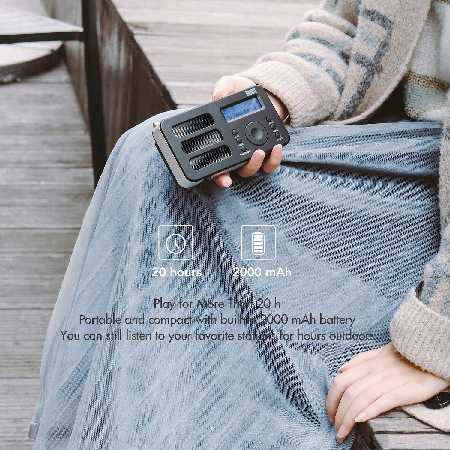 August MB225B radiobudzik radio cyfrowe FM DAB Kolor czarny