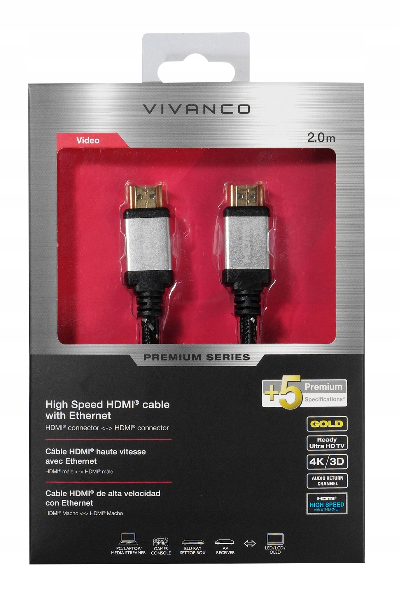 

Hdmi 2m 2.0 4K Uhd/hdr 18Gbit/s Arc Vivanco W-wa