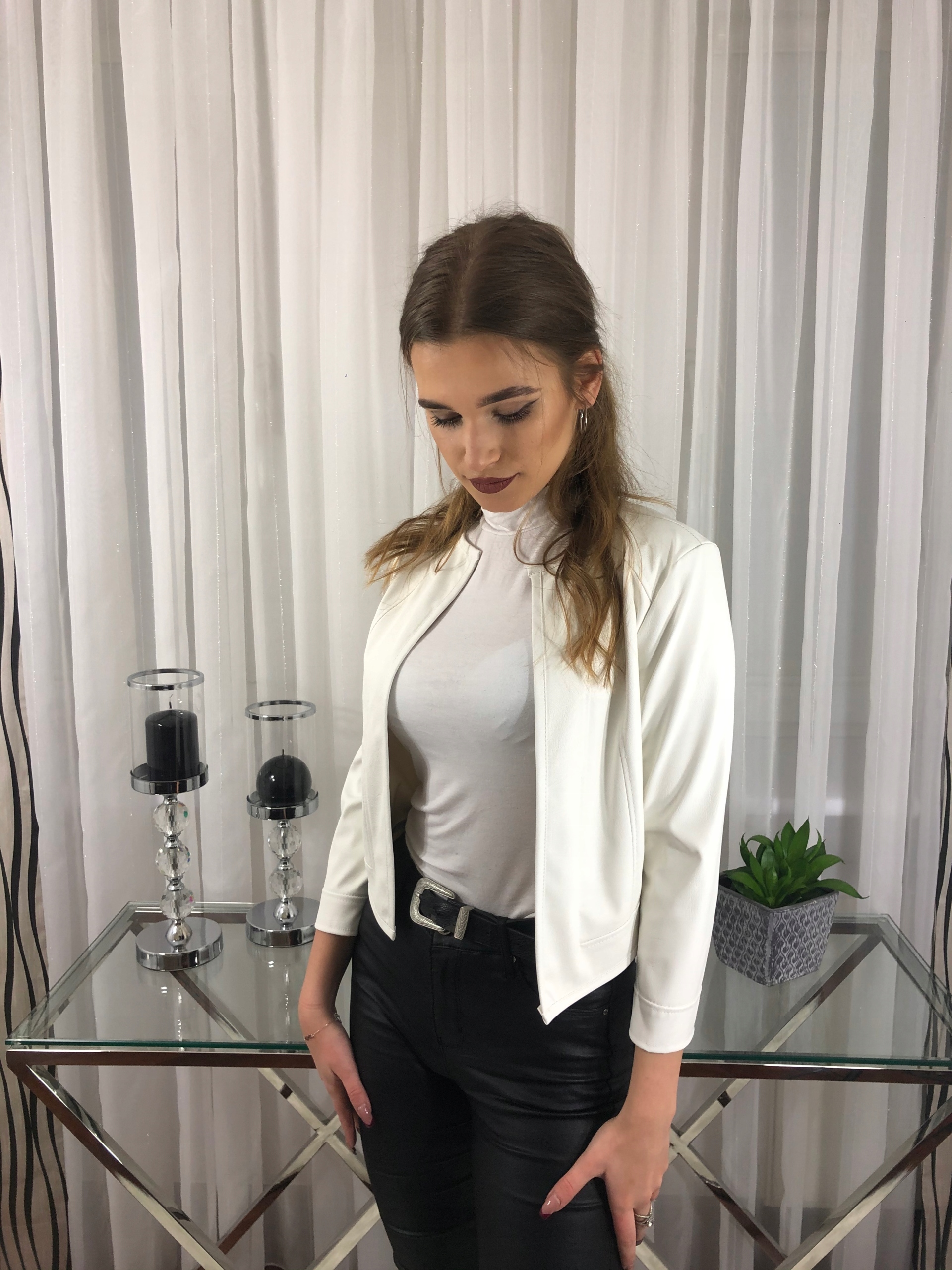 A03 BOLERKO RAMONESKA TOTAL LOOK BIAŁY R.46 Wzór dominujący bez wzoru