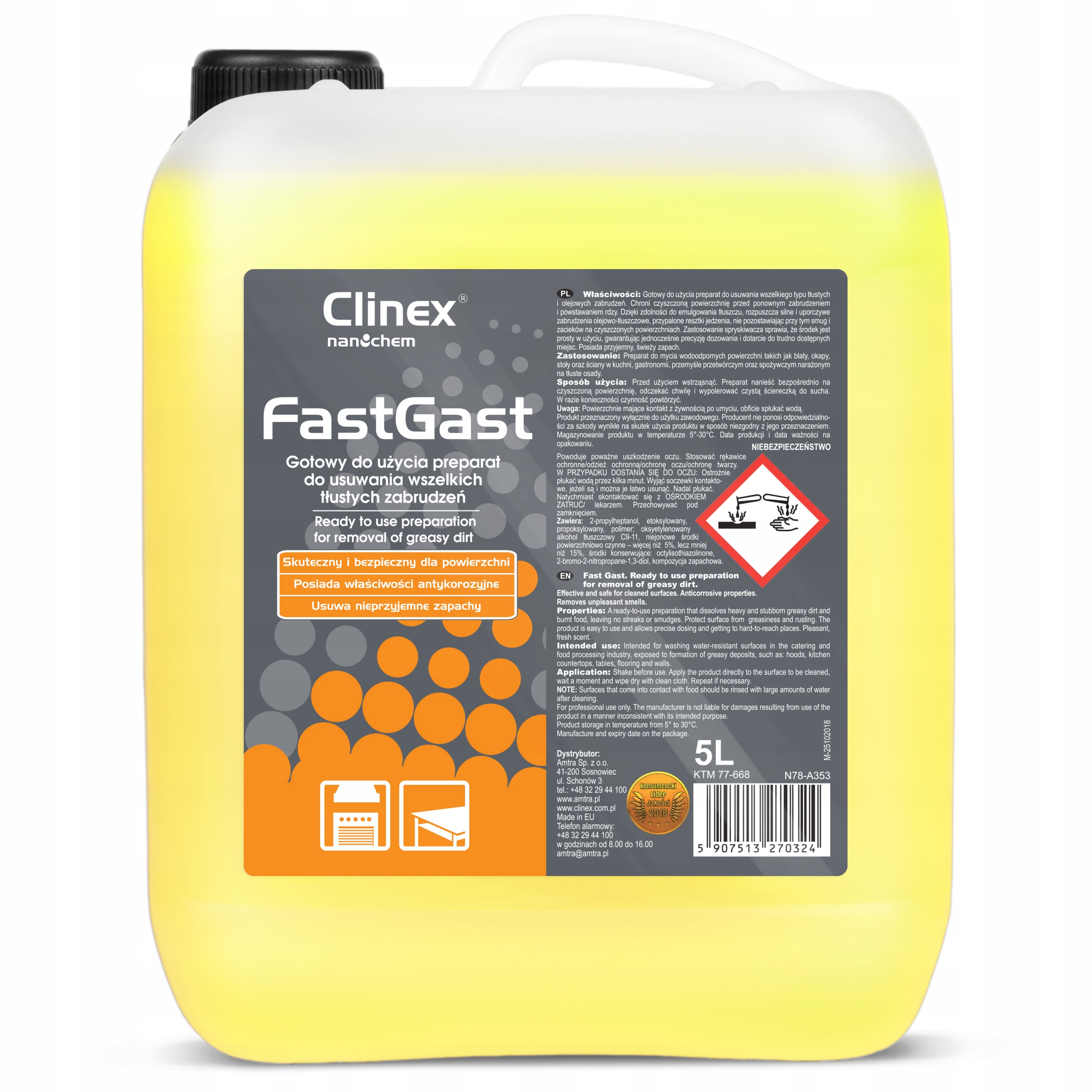 

Clinex Fast Gast Szybki Odtłuszczacz do Kuchni 5L