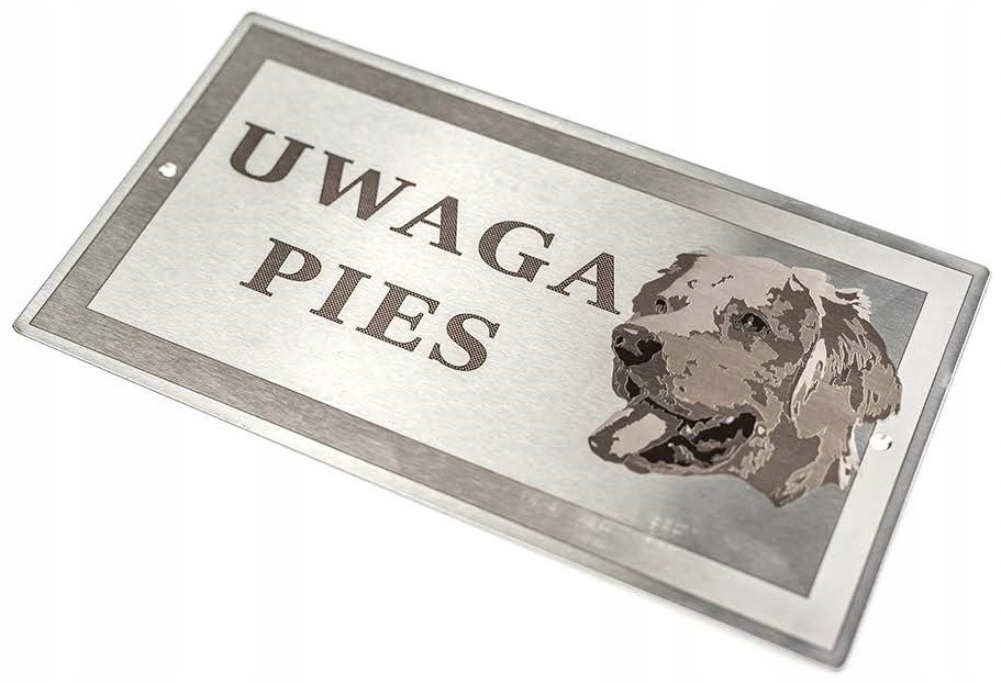 

Tabliczka nierdzewna Uwaga Pies Golden Retriever