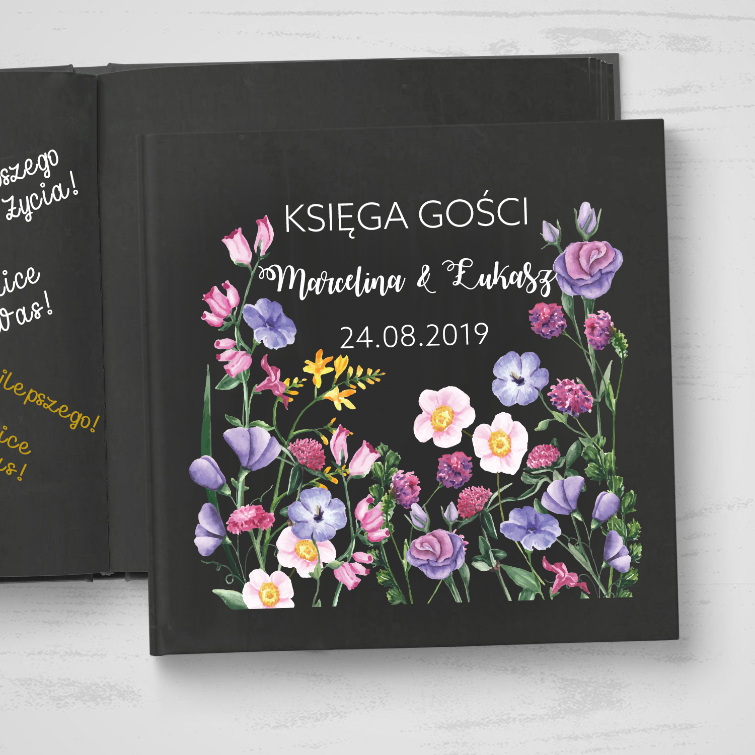 RUSTYKALNA KSIĘGA GOŚCI ALBUM WESELE ŚLUB 3 KOLORY Kolor stron białe