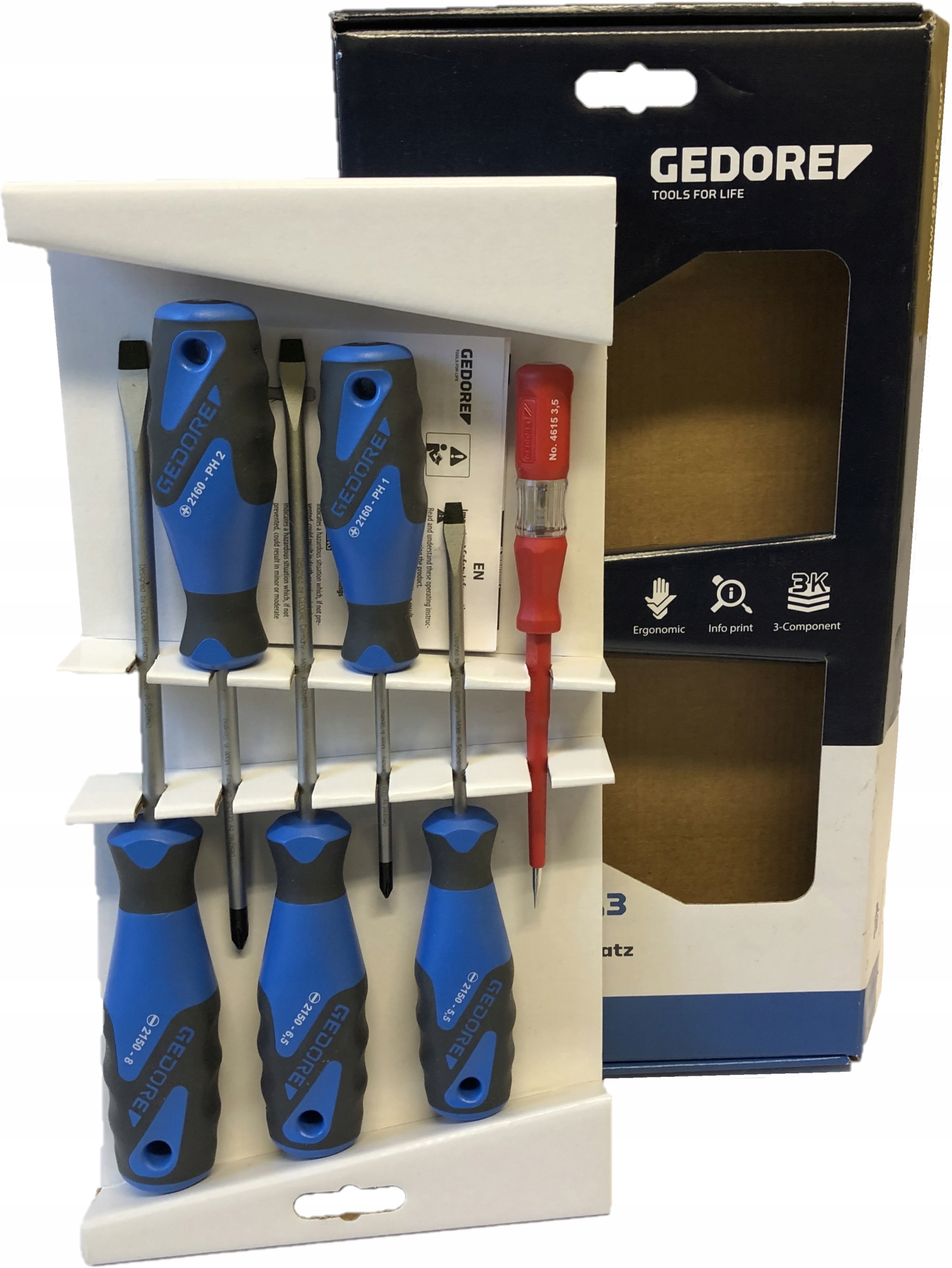 

Gedore Wkrętaki śrubokręty zestaw 6 sz. Płaskie+Ph