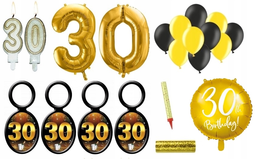 DEKORACJE NA 30 URODZINY 30-STKA ŚWIECZKA BALONY