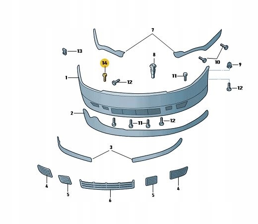 ŚRUBA IMBUSOWA KOŁNIERZOWA ZDERZAKA M6x27 SKODA Strona zabudowy przód