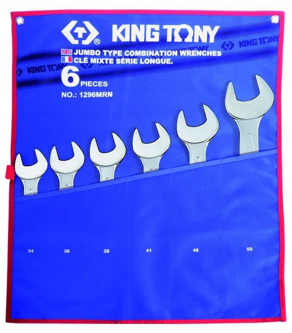 Očkoploché kľúče Veľké Rozmery 34-50 mm 6ks Puzdro King Tony 1296MRN