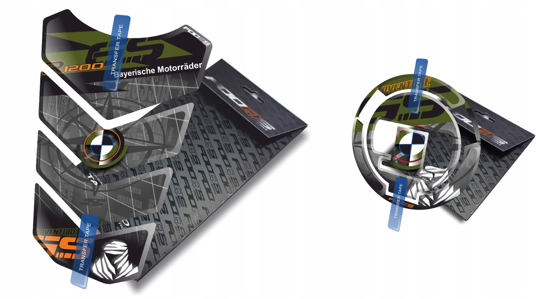 Tank-pad Cap-pad od společnosti Fooqs pro Bmw R-1200-GS Adventure Černá Zelená
