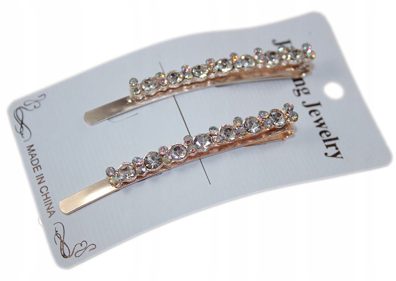 

-margut- Złota wsuwka dwa rzędy cyrkonii opal