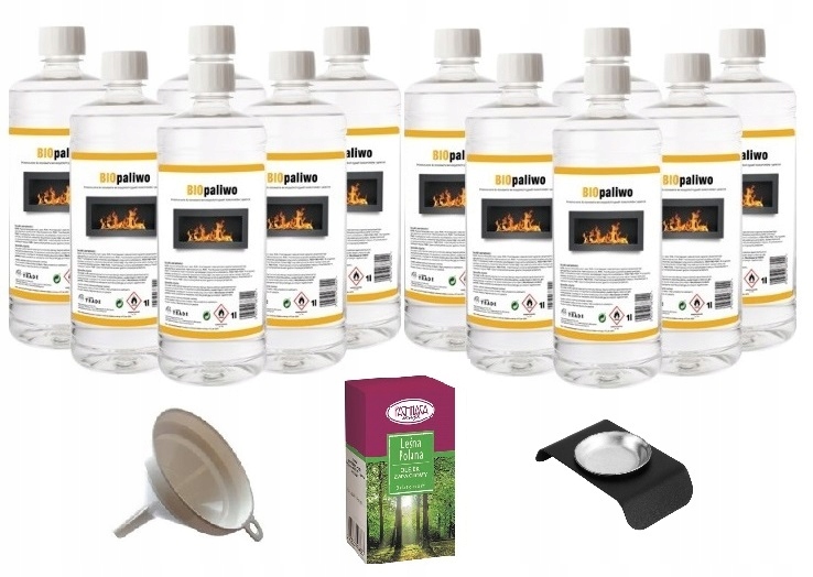 zestaw BIOPALIWO 12L płyn paliwo biokominka + pojemnik olejek leśna polana
