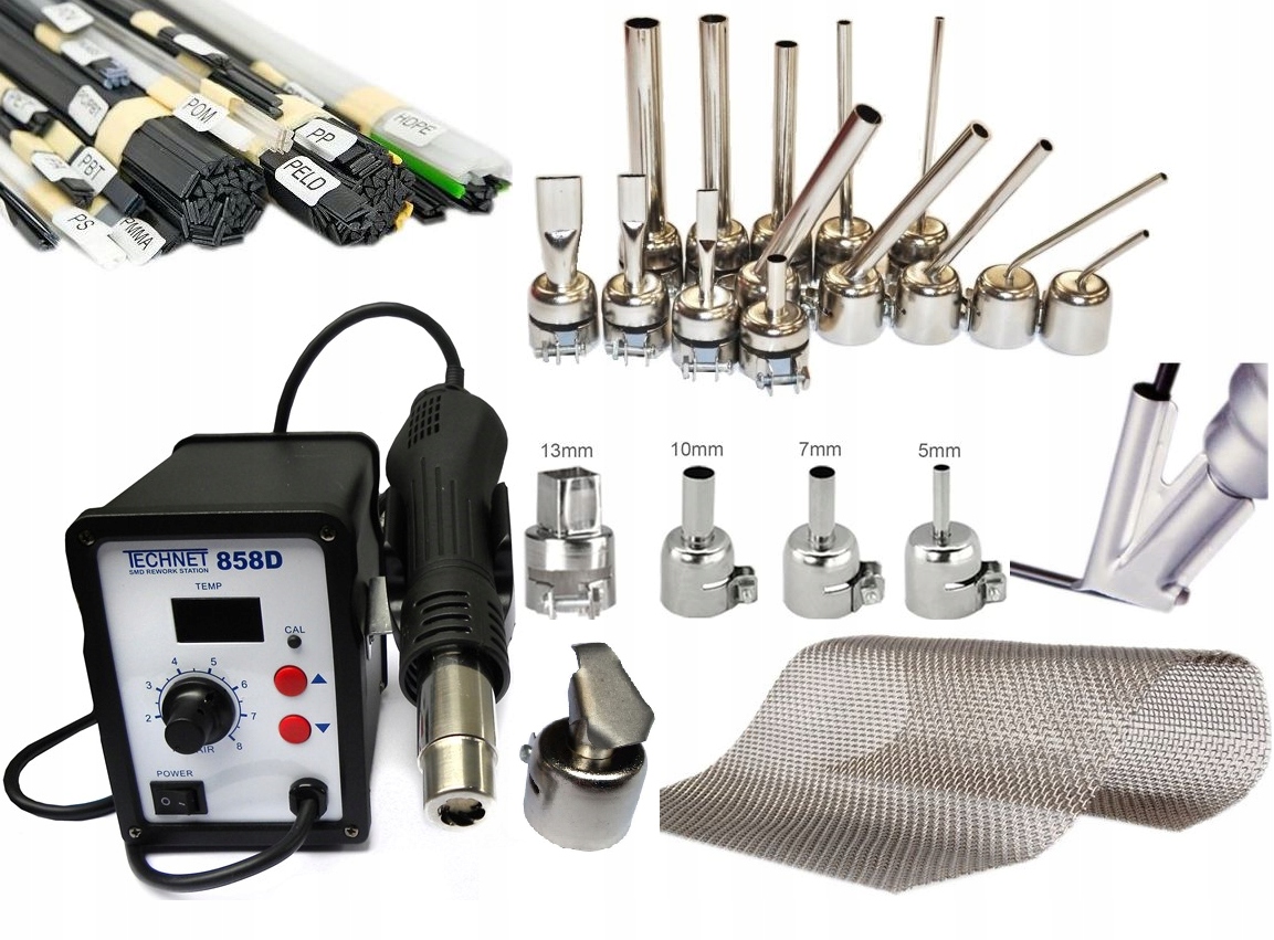 

858D Spawarka Plastiku BUT+Dysze+Spoiwa+Żelazko