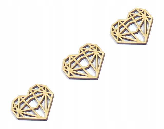 

3x Dekor Ażurowe Geometryczne Serce 40x40mm RS13