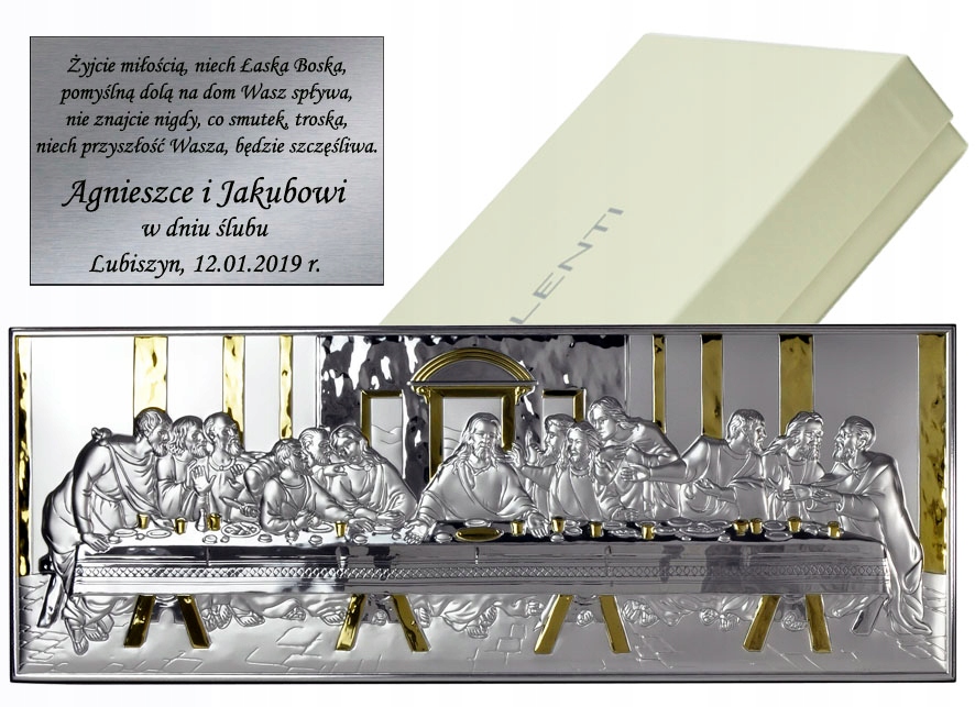 Stříbrný Obrázek Poslední Večeře 4x10cm Gravírování