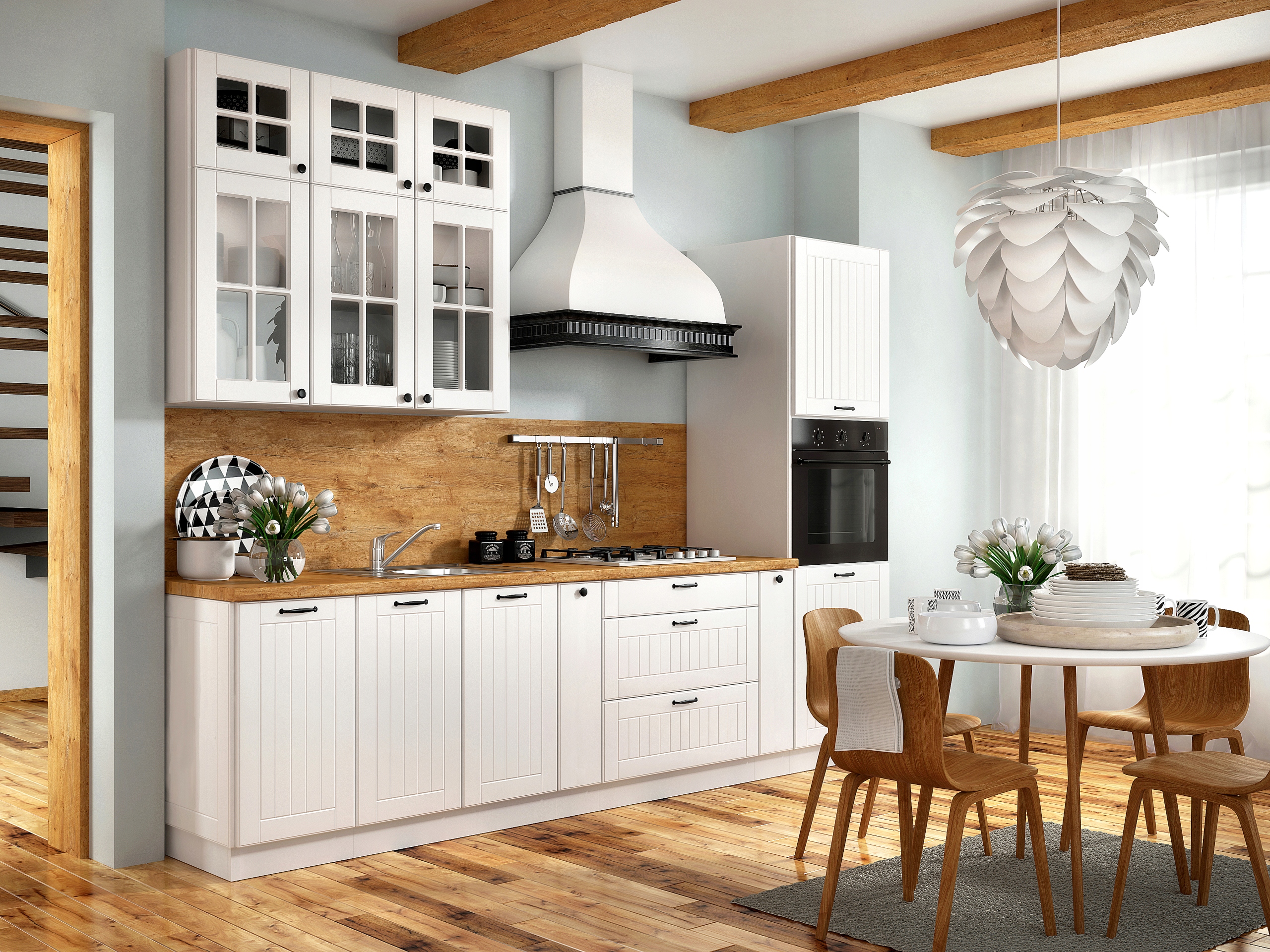 KUCHNIA W STYLU PROWANSALSKIM BIAŁA_300 CM