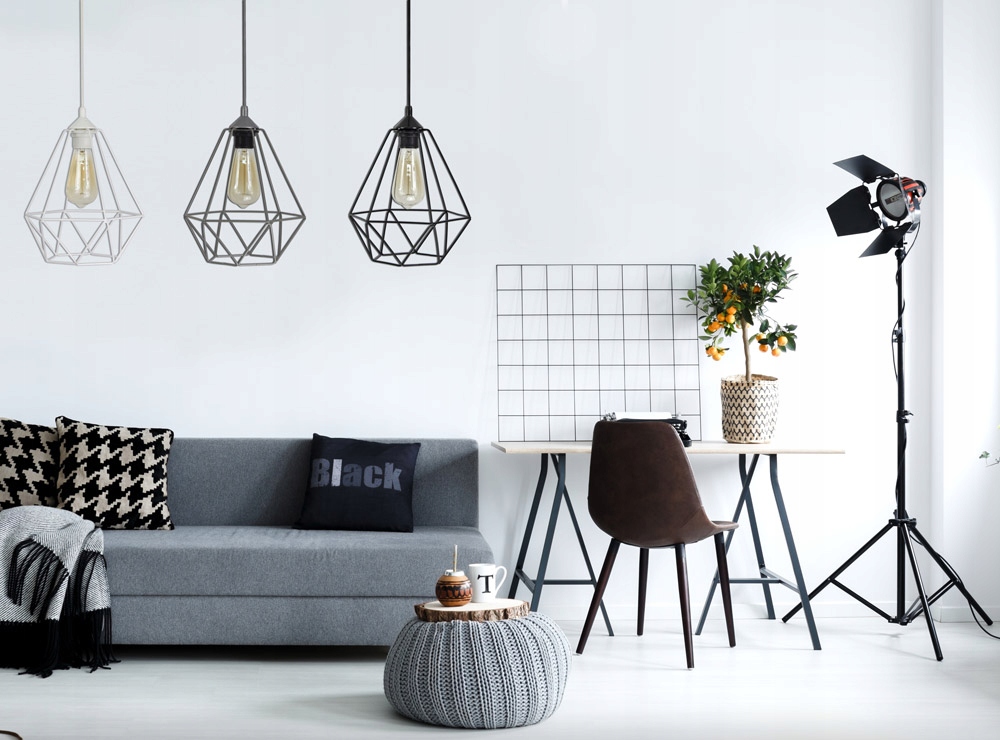 LAMPA SUFITOWA WISZĄCA W STYLU LOFT E27 Z DRUTU Długość/wysokość 80 cm