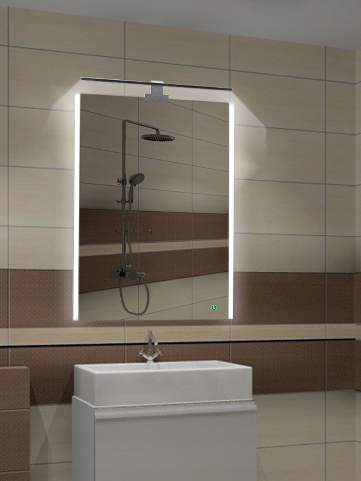 LUSTRO AGA 50x80 Z PROFILEM LED mocne oświetlenie Szerokość 500 mm