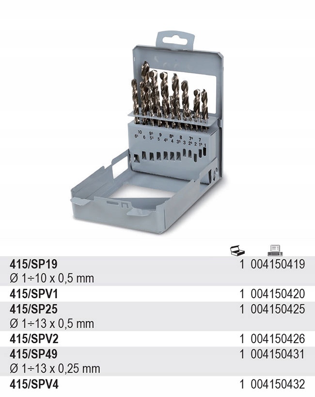 ZESTAW WIERTEŁ HSS KOBALTOWE 19 SZT BETA 415/SP19 Marka Beta
