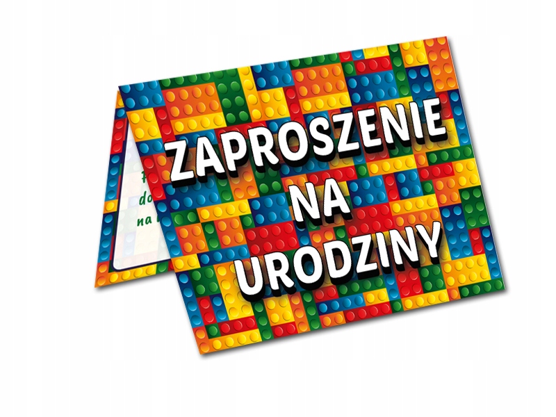 ZAPROSZENIE NA URODZINY KLOCKI LEGO + KOPERTA