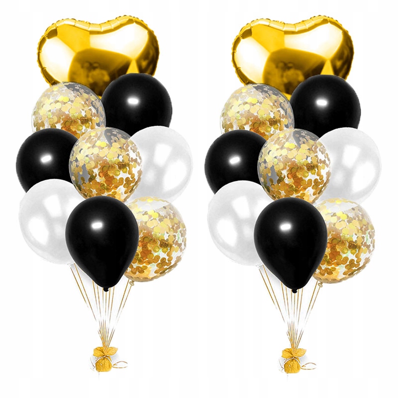 Zestaw balony CZARNE ZŁOTE 18 LAT na OSIEMNASTKĘ Wypełnienie powietrze lub hel
