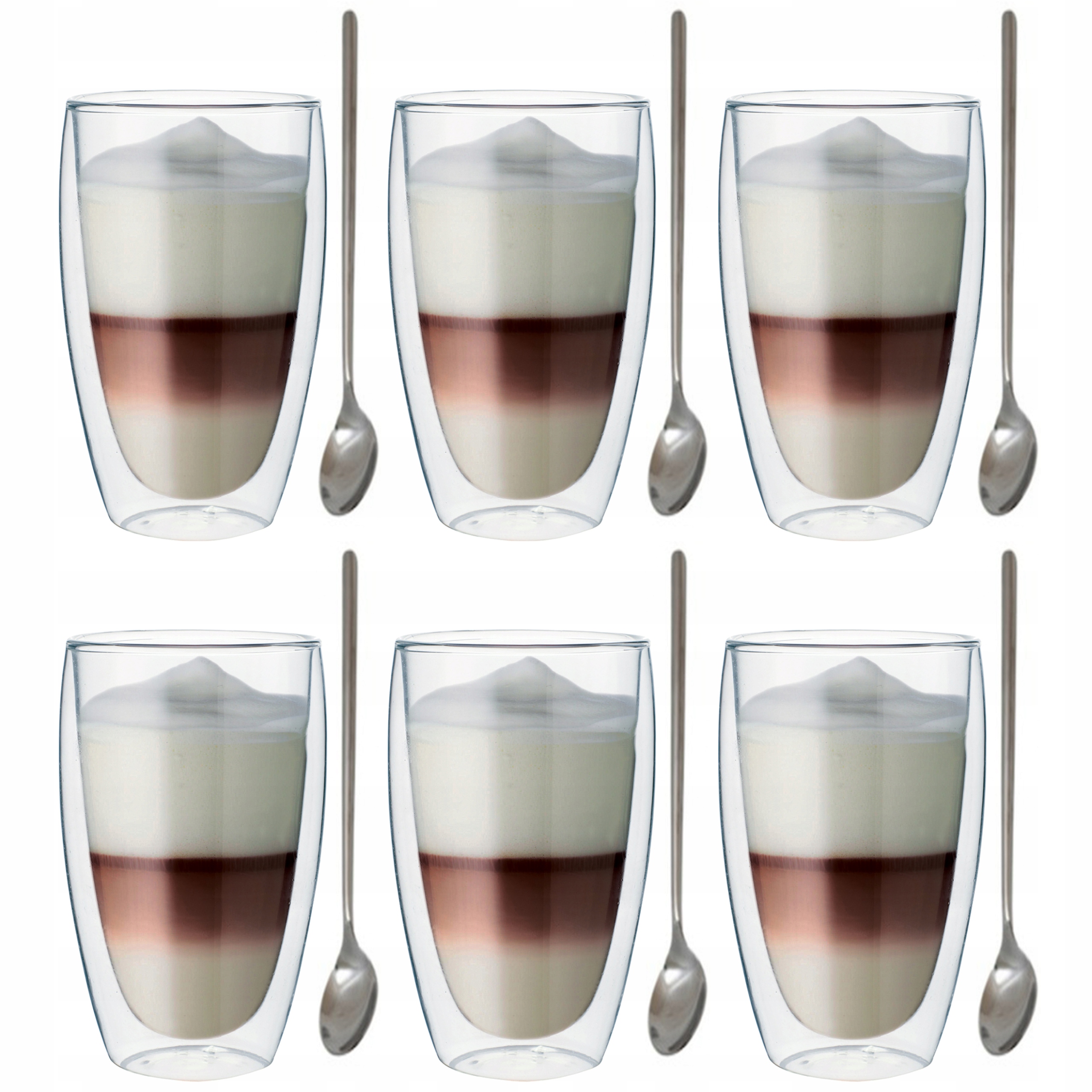 

Szklanki termiczne do kawy Latte z łyżeczkami 6szt