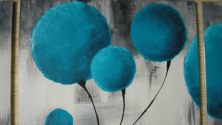 OBRAZ _ DMUCHAWCE TURKUSOW 2_120x40cm ścienny Wysokość produktu 40 cm