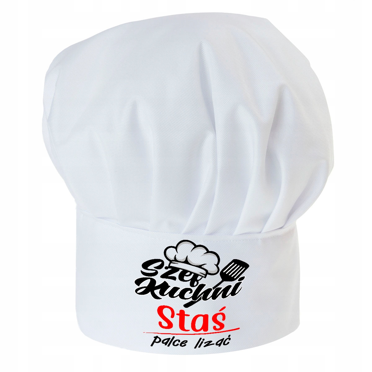 

Czapka Kucharska z Imieniem Logo Biała Wysoka