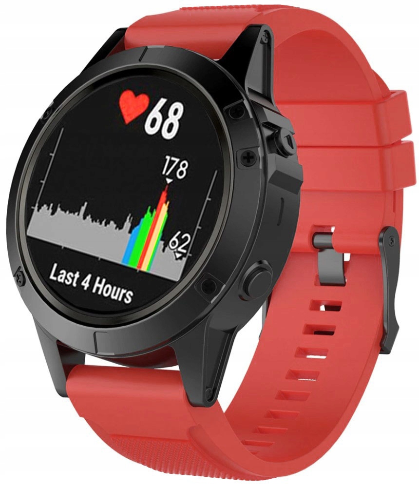 

Czerwony Silikonowy Pasek Garmin Fenix 6X Pro 26mm