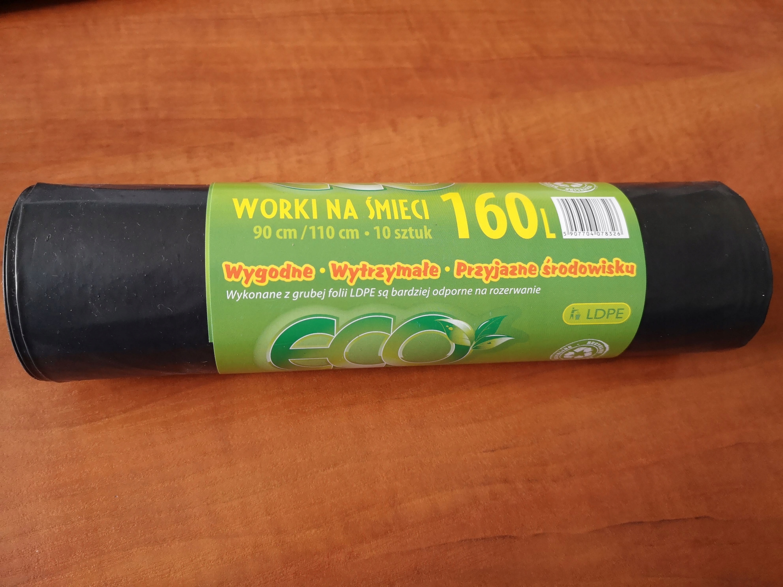 

Worki na śmieci Ldpe 160L 10szt w roli 90/110cm