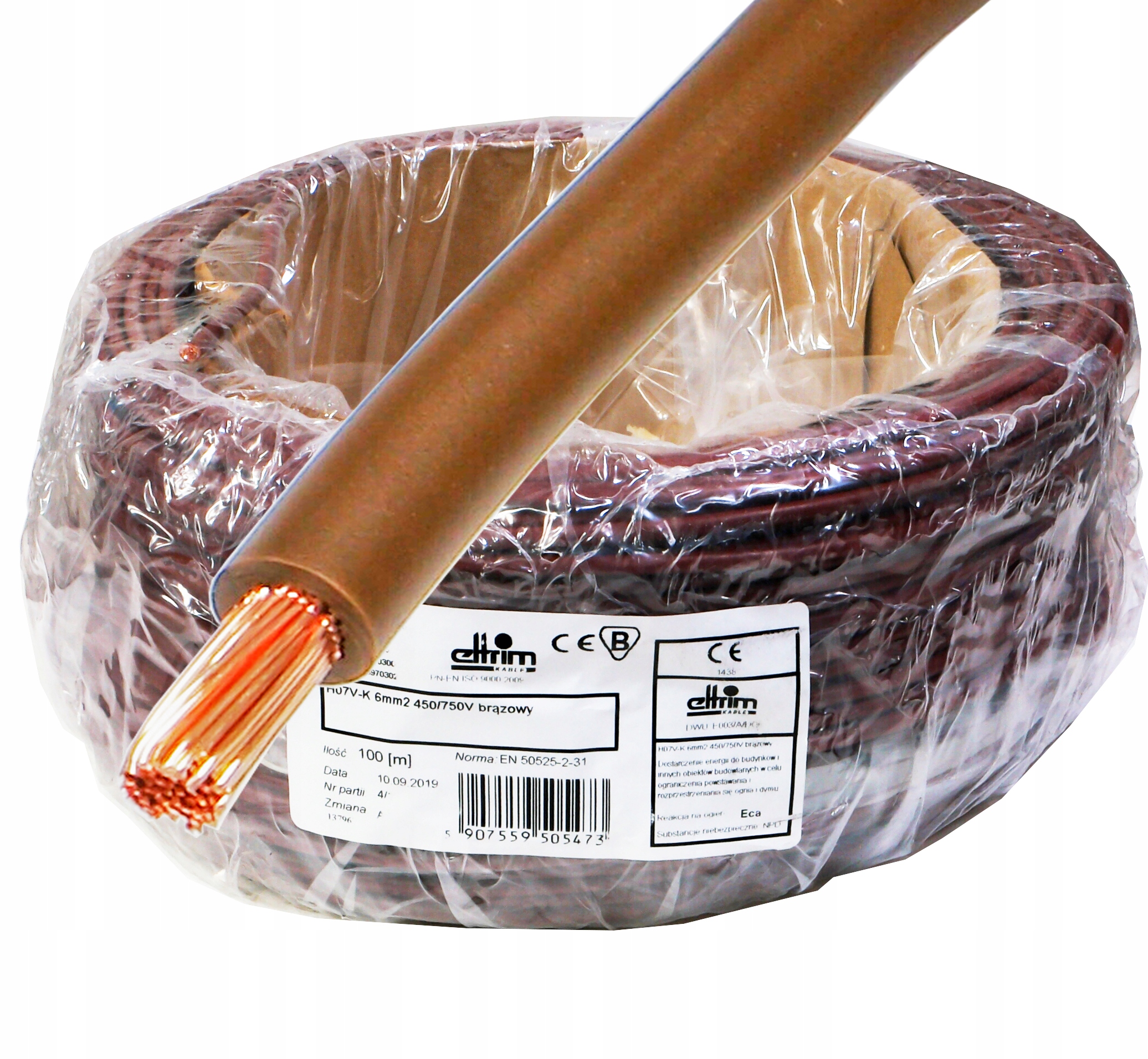 Kábel Lgy 1x 6 mm hnedý 750 V medený 100 m